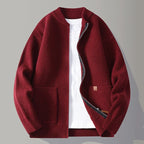 Men's Knit Sweater with Stand Collar, Textured Rib – Casual Wear, Everyday Style