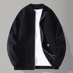 Men's Knit Sweater with Stand Collar, Textured Rib – Casual Wear, Everyday Style
