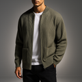 Men's Knit Sweater with Stand Collar, Textured Rib – Casual Wear, Everyday Style