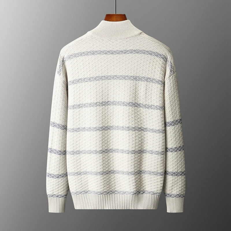 Men's Knit Zip Jacket with Woven Pattern – Casual Wear, Outdoor Activities