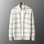 Men's Knit Zip Jacket with Woven Pattern – Casual Wear, Outdoor Activities