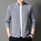 Men's Knitted Cardigan Wool Blend Full Zip Stand Collar – Casual, Office