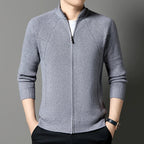 Men's Knitted Cardigan Wool Blend Full Zip Stand Collar – Casual, Office