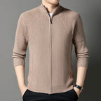 Men's Knitted Cardigan Wool Blend Full Zip Stand Collar – Casual, Office
