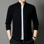Men's Knitted Cardigan Wool Blend Full Zip Stand Collar – Casual, Office