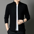 Men's Knitted Cardigan Wool Blend Full Zip Stand Collar – Casual, Office