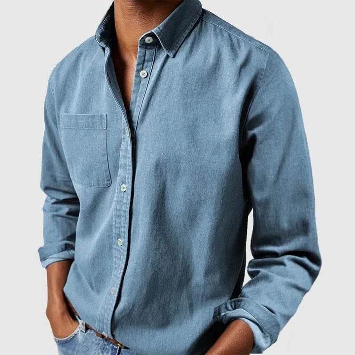 Men's Lightweight Long Sleeve Button-Down Shirt - Relaxed Fit Casual Top