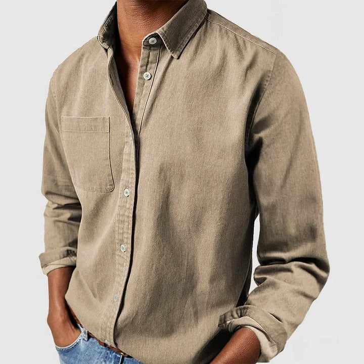 Men's Lightweight Long Sleeve Button-Down Shirt - Relaxed Fit Casual Top