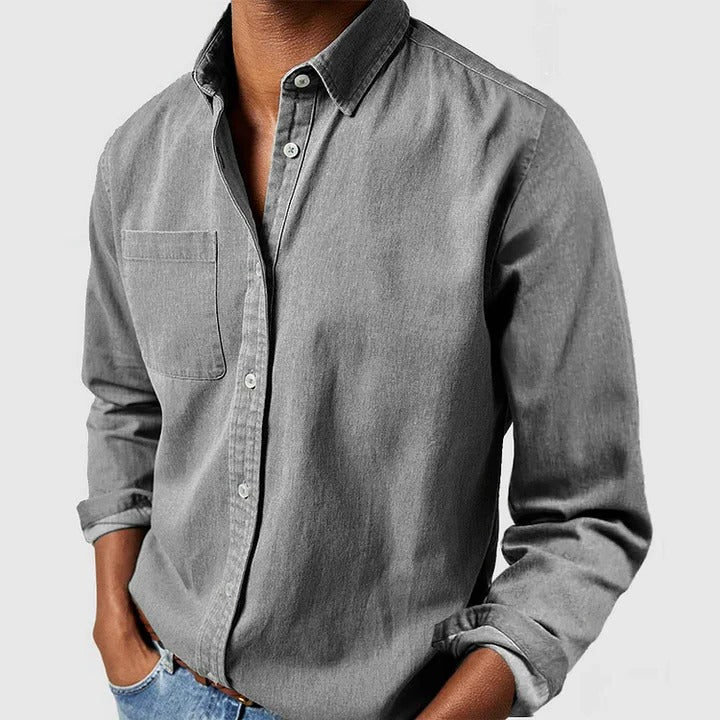 Men's Lightweight Long Sleeve Button-Down Shirt - Relaxed Fit Casual Top