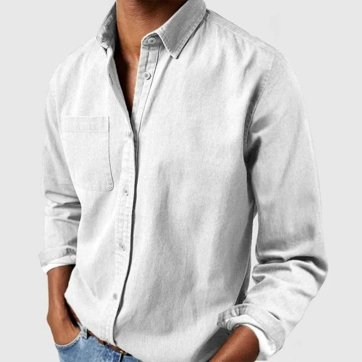 Men's Lightweight Long Sleeve Button-Down Shirt - Relaxed Fit Casual Top