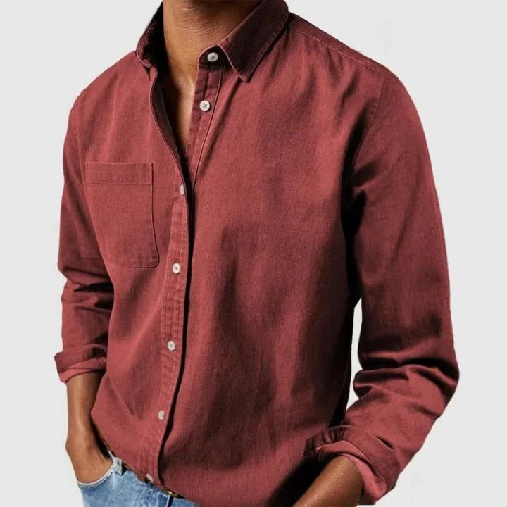 Men's Lightweight Long Sleeve Button-Down Shirt - Relaxed Fit Casual Top