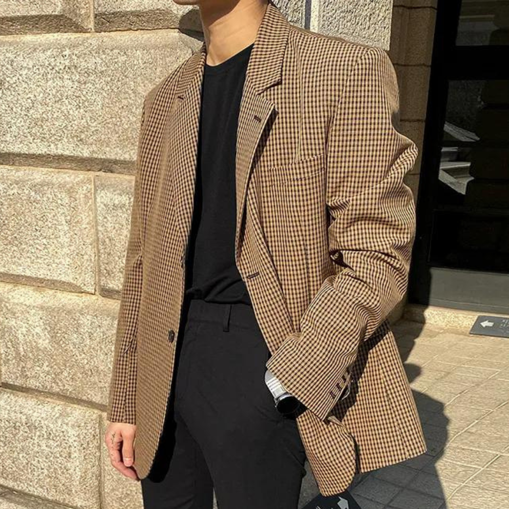 Men's Plaid Blazer, Relaxed Fit – Office, Casual Wear