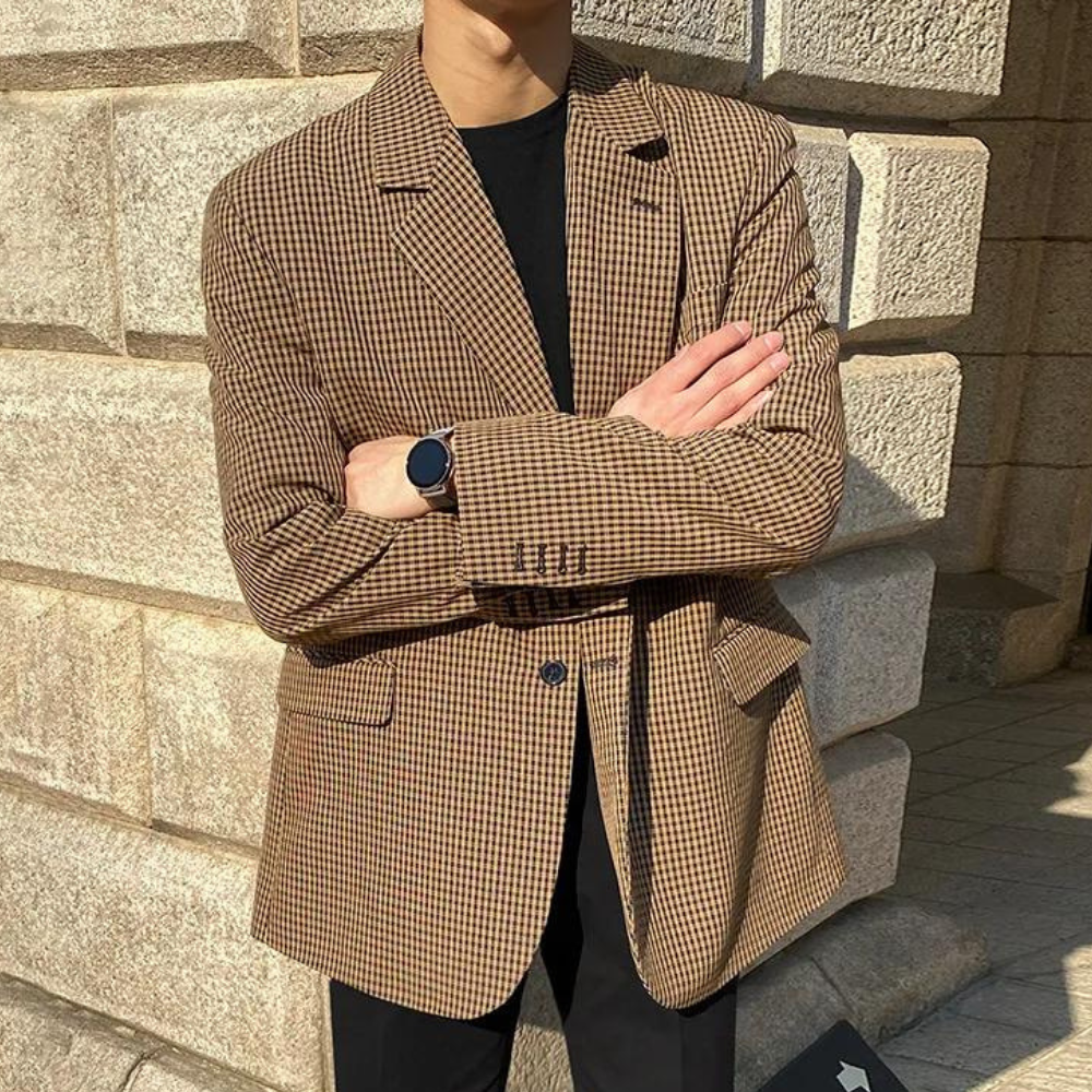 Men's Plaid Blazer, Relaxed Fit – Office, Casual Wear