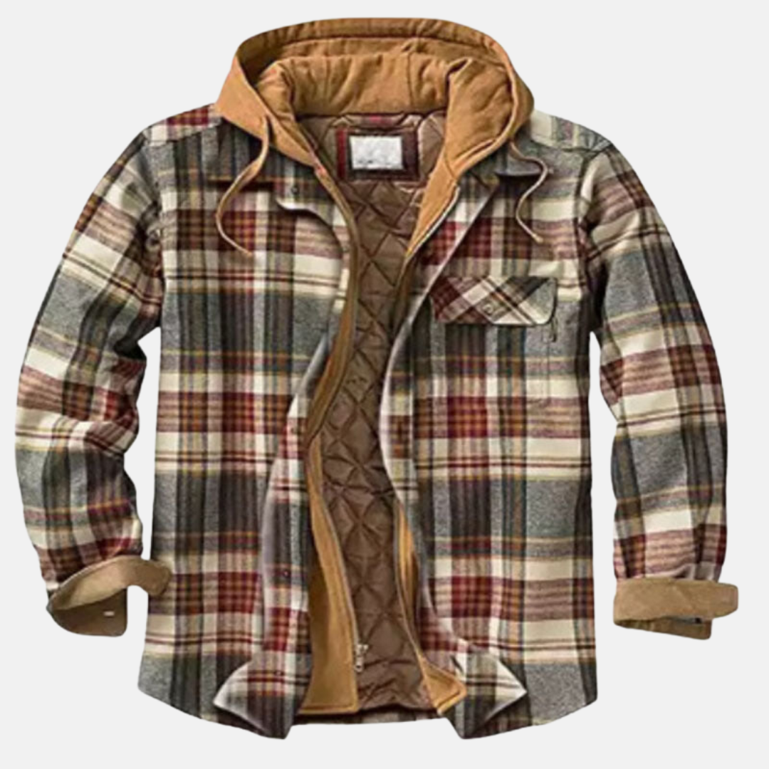 Men's Plaid Hooded Jacket – Casual, Outdoor