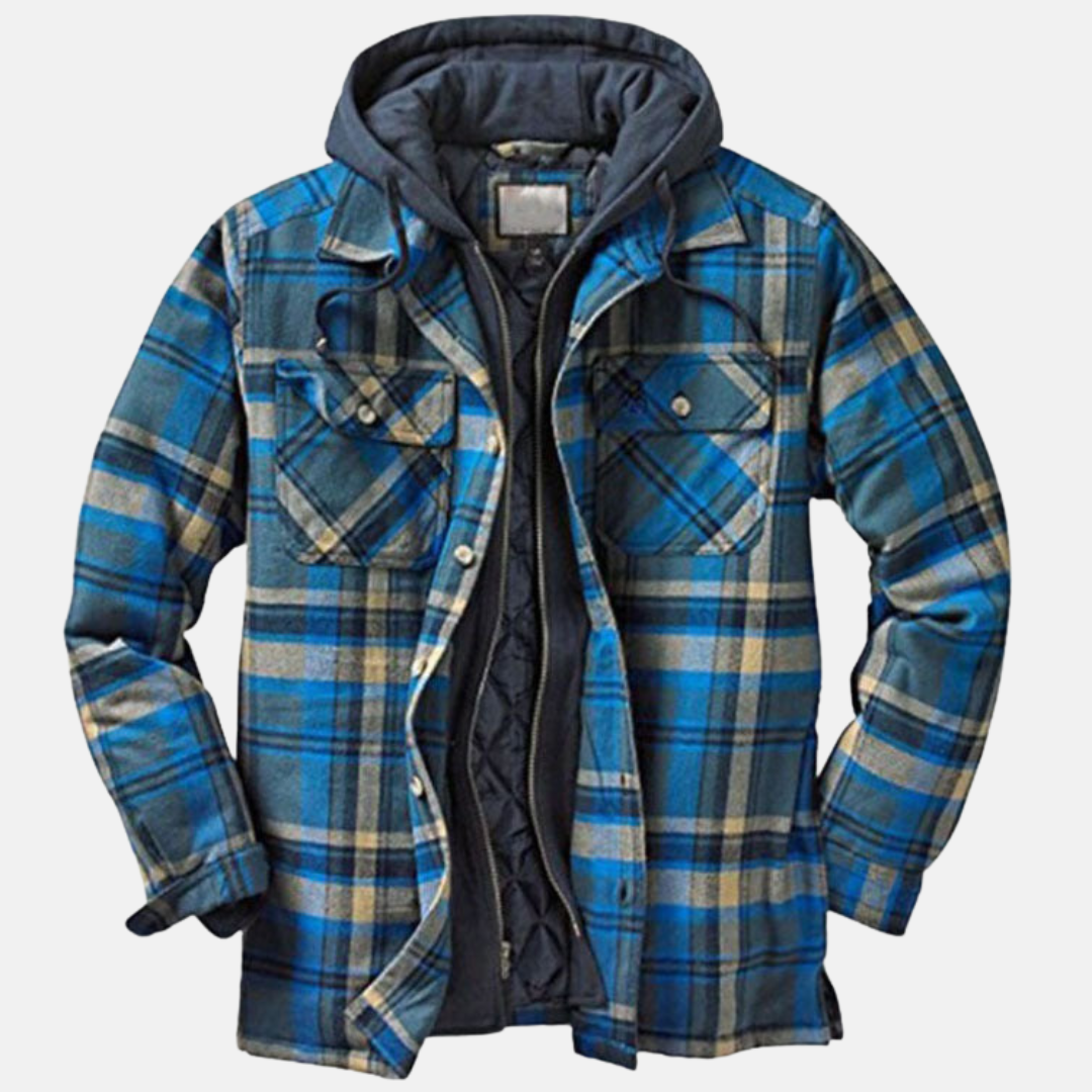 Men's Plaid Hooded Jacket – Casual, Outdoor