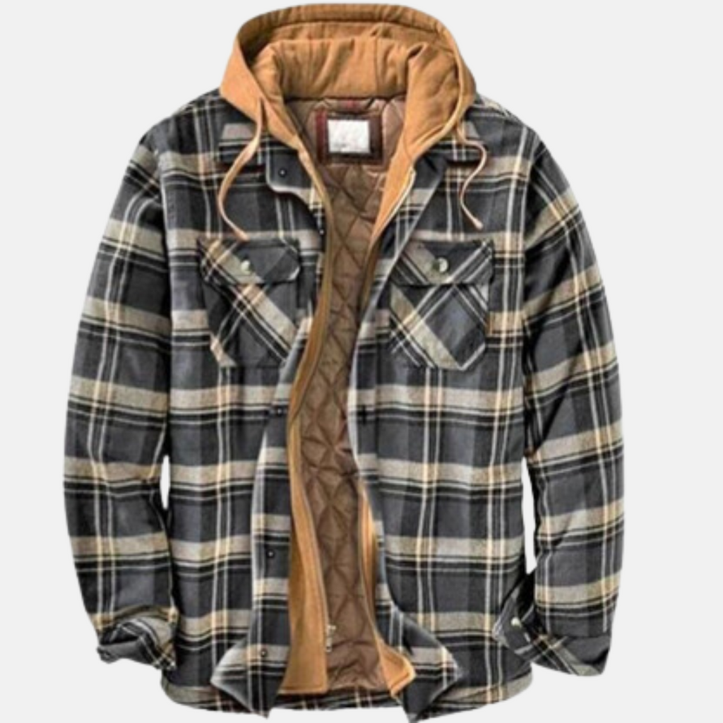 Men's Plaid Hooded Jacket – Casual, Outdoor