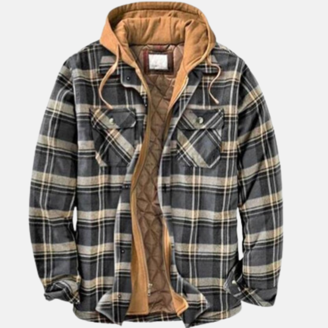 Men's Plaid Hooded Jacket – Casual, Outdoor