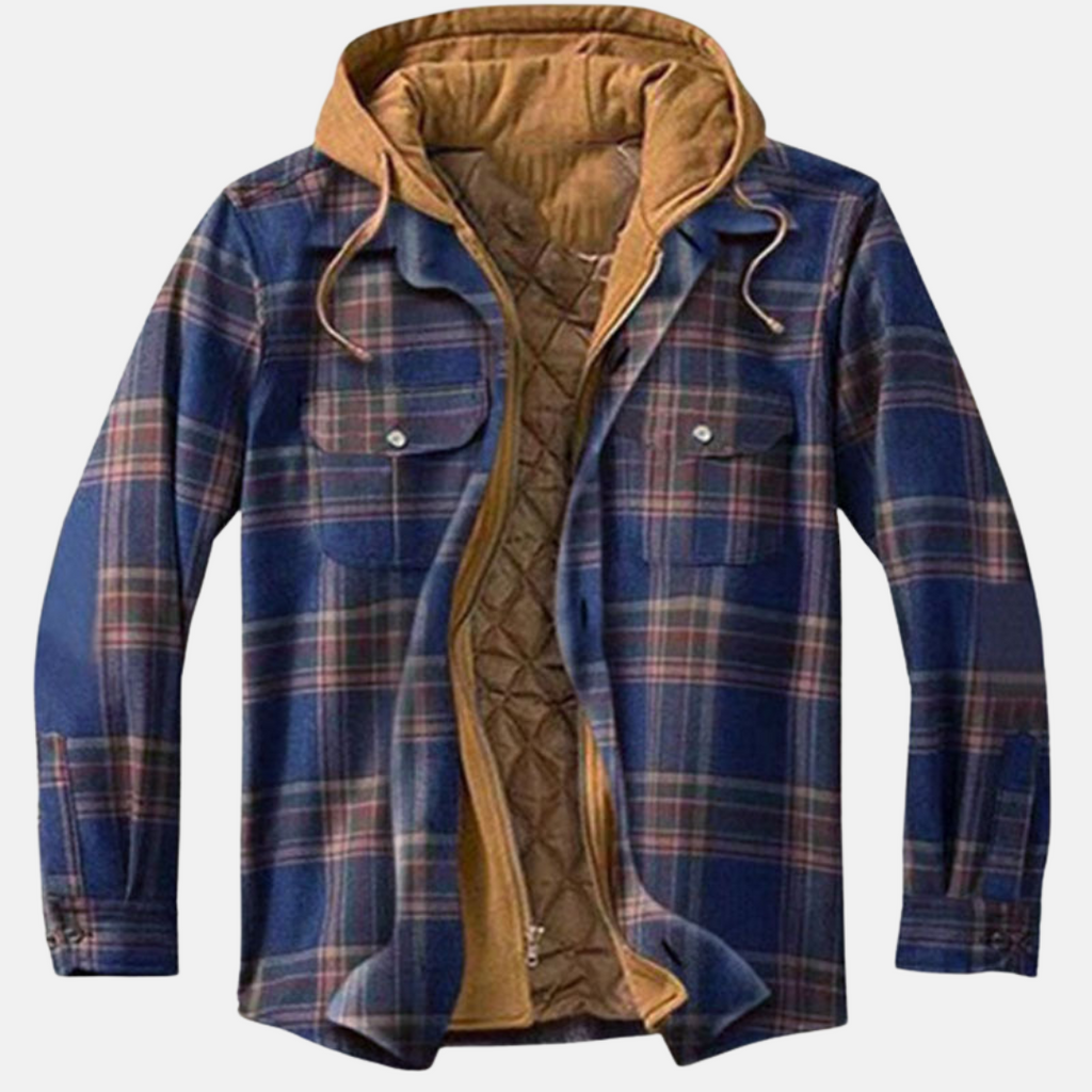 Men's Plaid Hooded Jacket – Casual, Outdoor