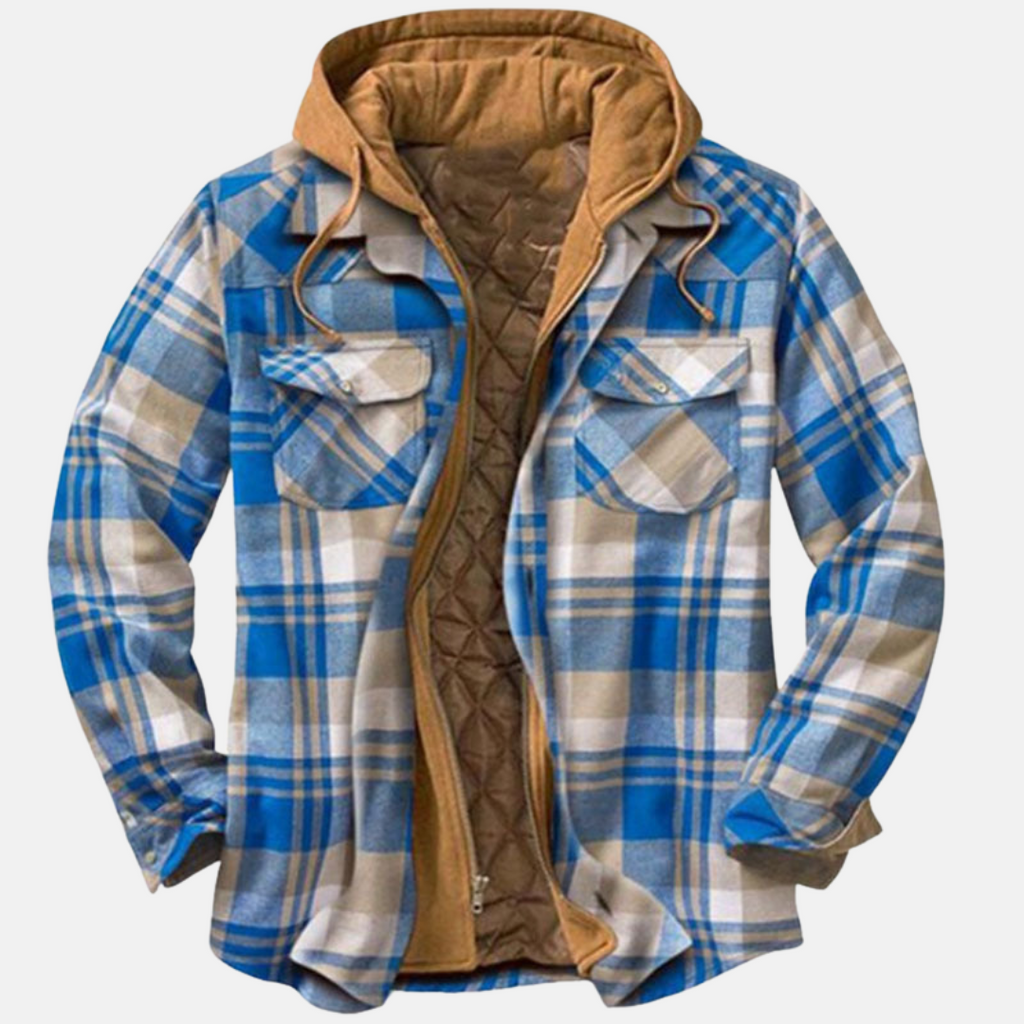 Men's Plaid Hooded Jacket – Casual, Outdoor