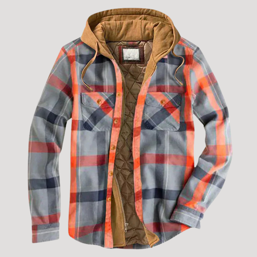 Men's Plaid Patchwork Jacket – Stylish Transitional Wear, Casual Outing