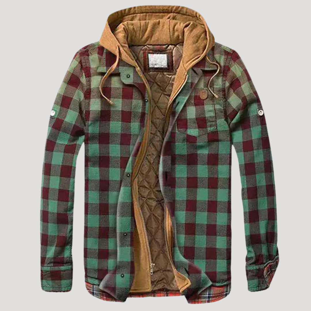 Men's Plaid Patchwork Jacket – Stylish Transitional Wear, Casual Outing