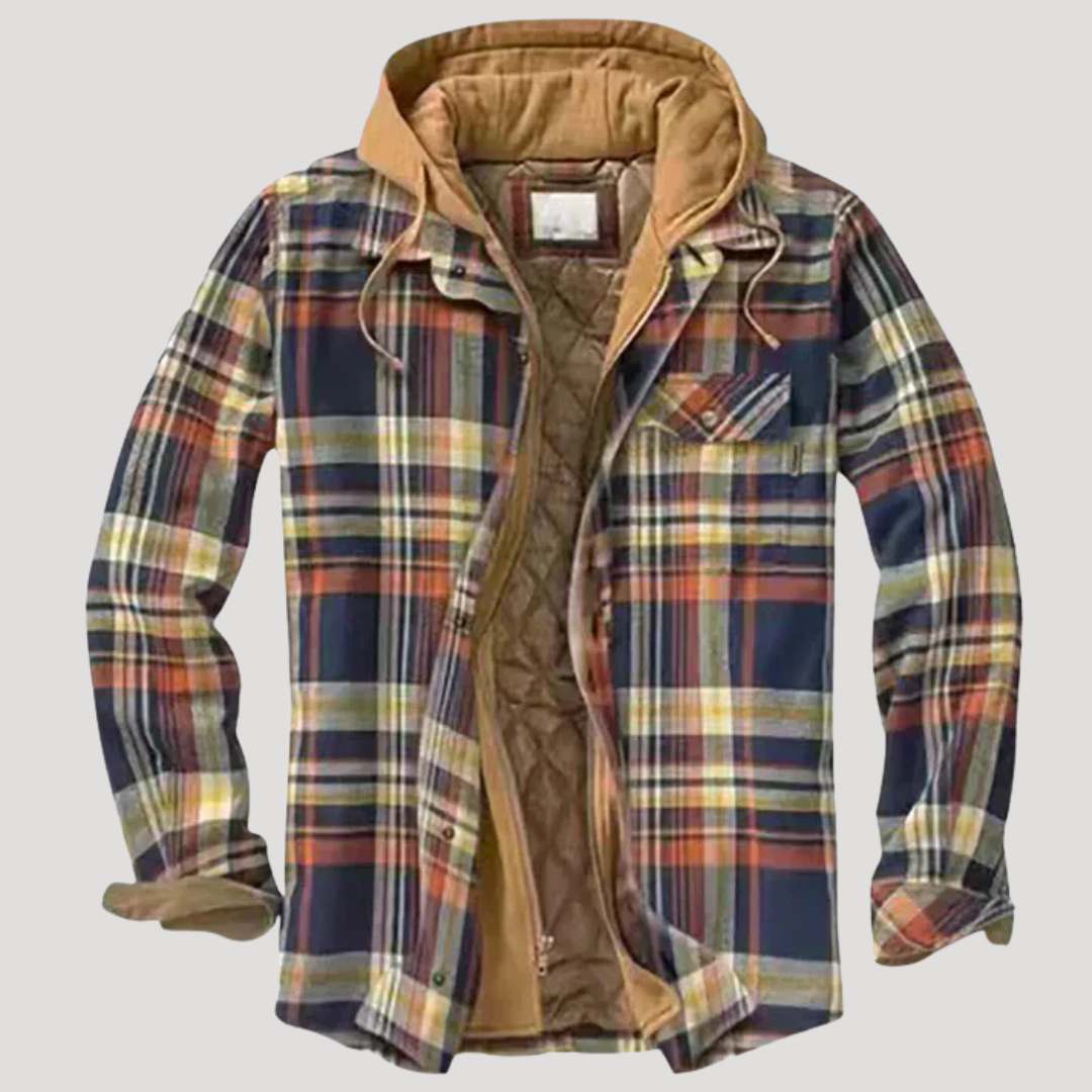 Men's Plaid Patchwork Jacket – Stylish Transitional Wear, Casual Outing