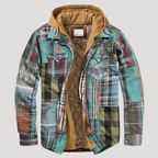 Men's Plaid Patchwork Jacket – Stylish Transitional Wear, Casual Outing