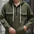 Men's Quarter-Zip Hoodie with Chest Pockets – Casual Wear, Outdoor Activities