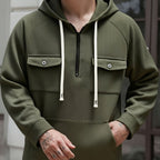 Men's Quarter-Zip Hoodie with Chest Pockets – Casual Wear, Outdoor Activities
