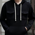 Men's Quarter-Zip Hoodie with Chest Pockets – Casual Wear, Outdoor Activities