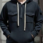 Men's Quarter-Zip Hoodie with Chest Pockets – Casual Wear, Outdoor Activities