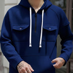 Men's Quarter-Zip Hoodie with Chest Pockets – Casual Wear, Outdoor Activities