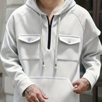 Men's Quarter-Zip Hoodie with Chest Pockets – Casual Wear, Outdoor Activities