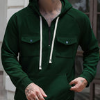 Men's Quarter-Zip Hoodie with Chest Pockets – Casual Wear, Outdoor Activities