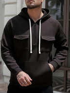 Men's Quarter-Zip Hoodie with Chest Pockets – Casual Wear, Outdoor Activities