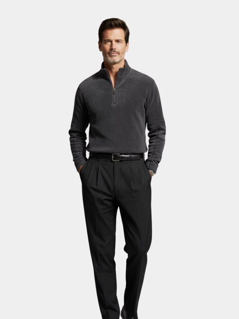 Men's Quarter-Zip Sweater - Luxury Mock Neck – Casual, Office
