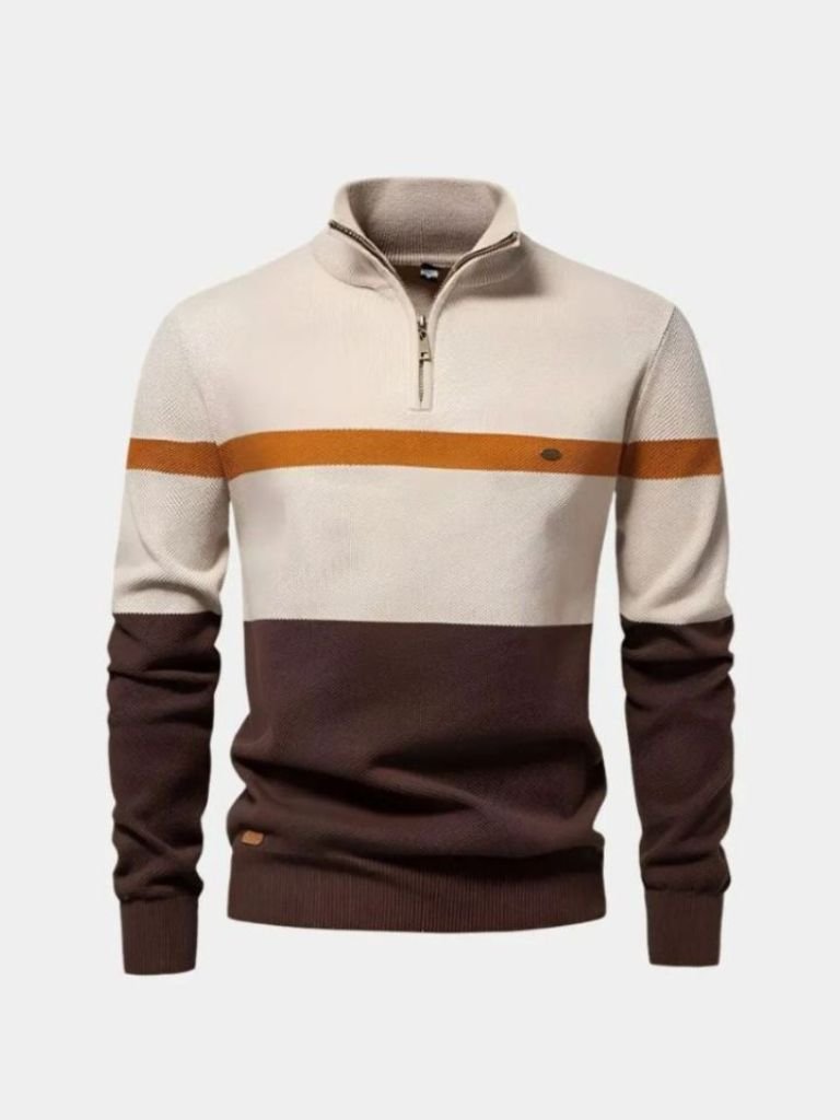 Men's Quarter-Zip Sweater, Premium Cotton, Long Sleeve – Casual, Office