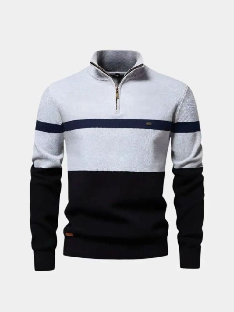 Men's Quarter-Zip Sweater, Premium Cotton, Long Sleeve – Casual, Office