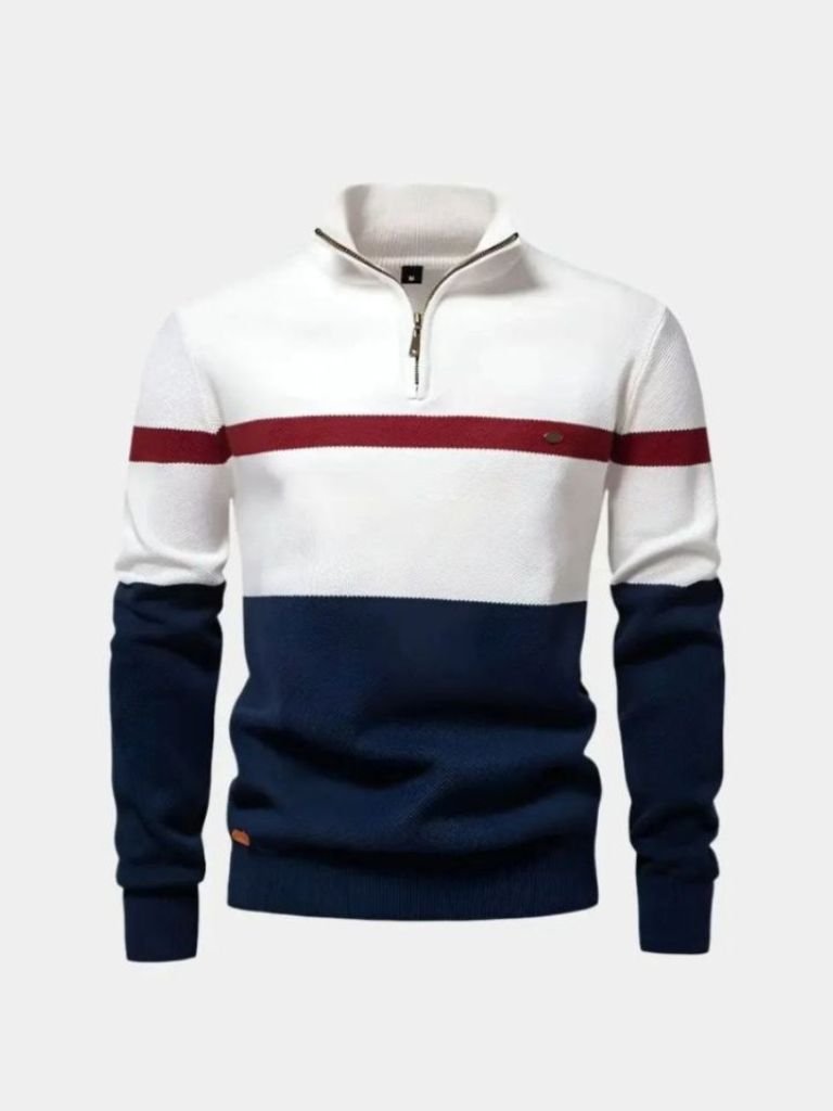 Men's Quarter-Zip Sweater, Premium Cotton, Long Sleeve – Casual, Office