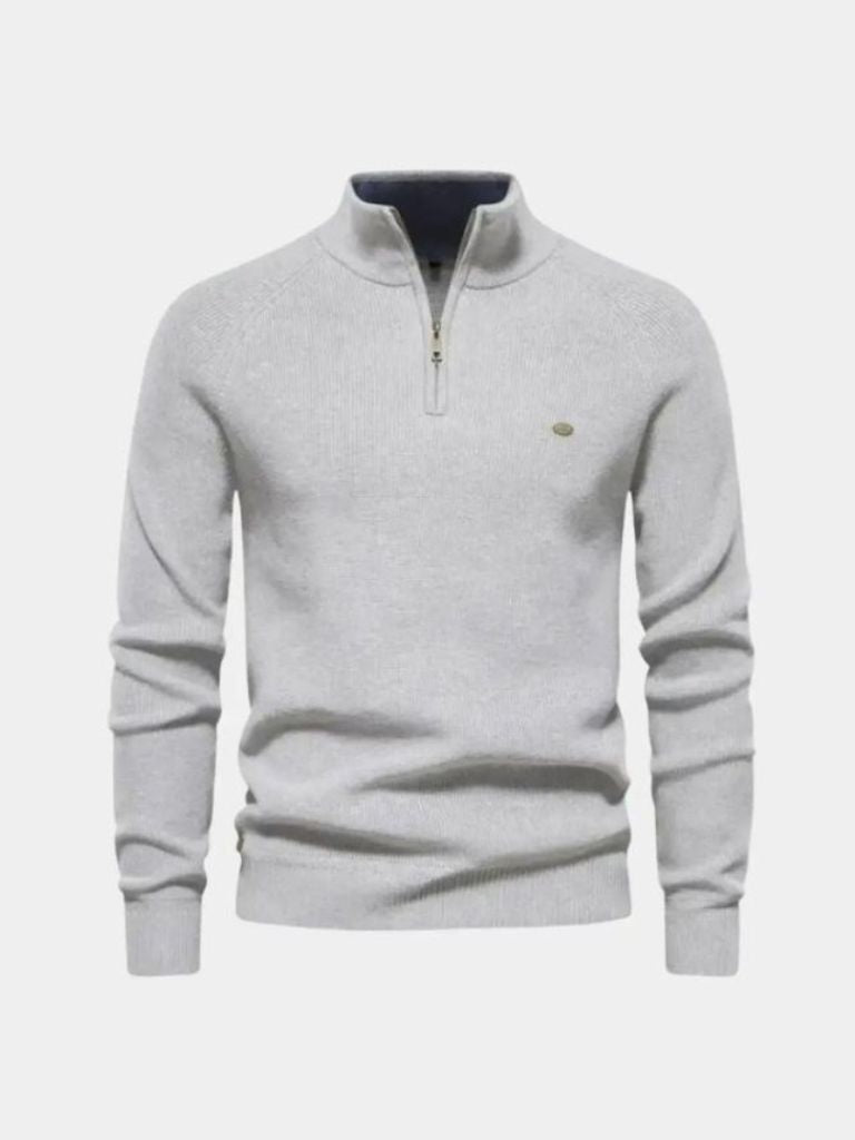 Men's Quarter-Zip Sweater in Premium Cotton – Casual Wear, Stylish Layering