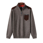 Men's Quarter-Zip Sweater with Contrast Details, High Collar – Casual, Office