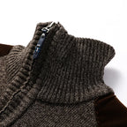 Men's Quarter-Zip Sweater with Contrast Details, High Collar – Casual, Office
