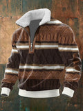 Men's Quilted Zip Sweater with High Faux Fur Collar – Casual, Winter Wear