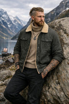 Men's Sherpa Lined Winter Jacket | Button Front – Casual, Outdoor