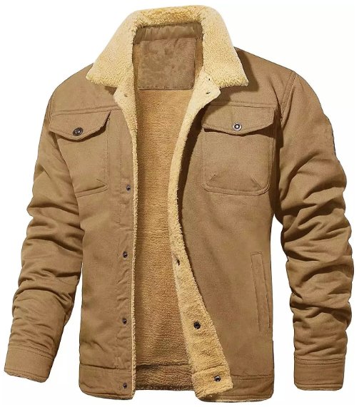 Men's Sherpa Lined Winter Jacket | Button Front – Casual, Outdoor