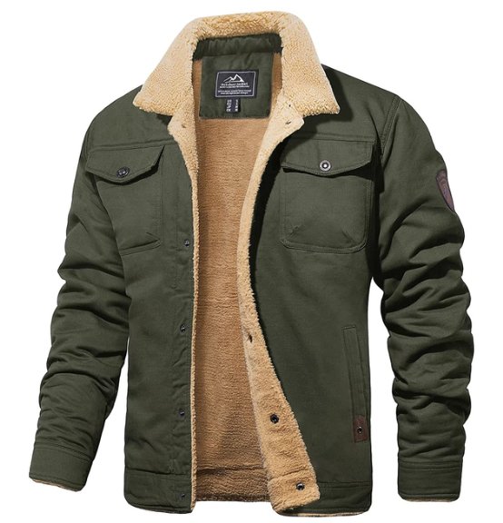 Men's Sherpa Lined Winter Jacket | Button Front – Casual, Outdoor