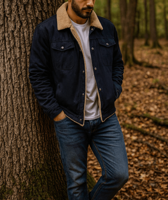 Men's Sherpa Lined Winter Jacket | Button Front – Casual, Outdoor