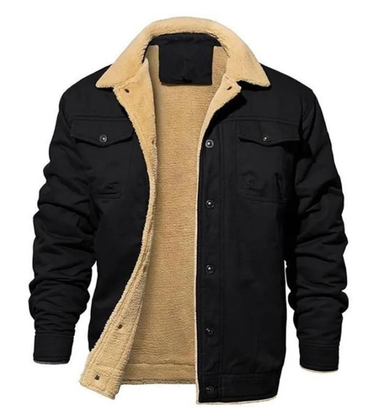 Men's Sherpa Lined Winter Jacket | Button Front – Casual, Outdoor