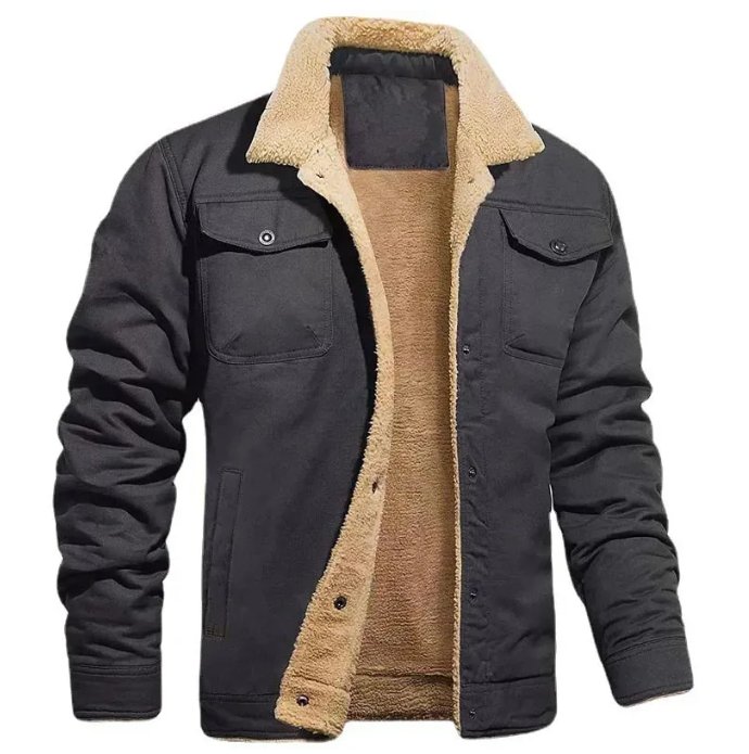 Men's Sherpa Lined Winter Jacket | Button Front – Casual, Outdoor