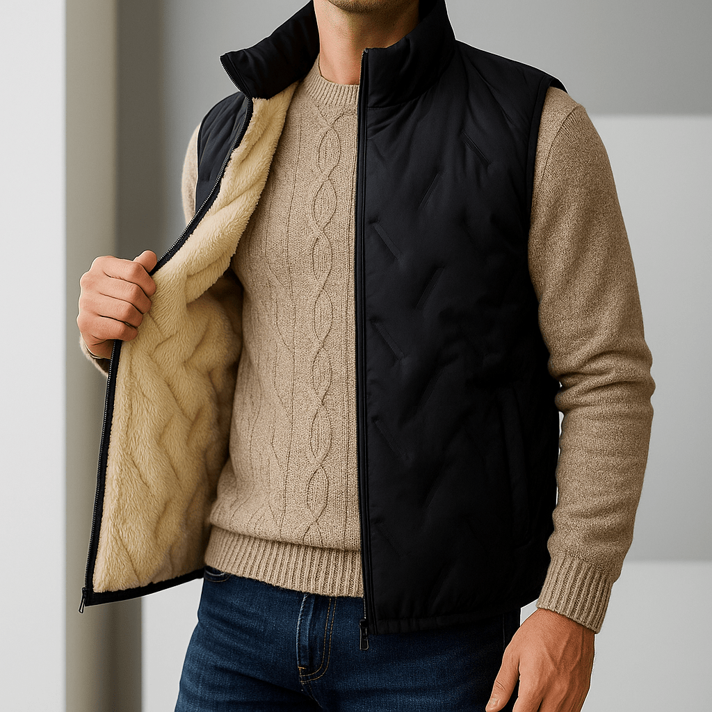 Men's Sherpa Vest with Plush Lining – Lightweight, Water-Resistant – Casual, Outdoor